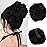 RUWISS Claw Clip Messy Bun Hair Piece Real Human Hair Buns Wavy Curly Chignon Hair Bun Extensions Tousled Updo Claw Clip Ponytail Hairpieces (Black)