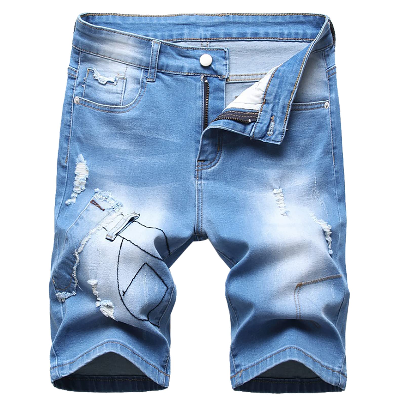 Pantalones Cortos Vaqueros Para Hombre - Estilo Casual, Elásticos Y Cómodos Para Verano