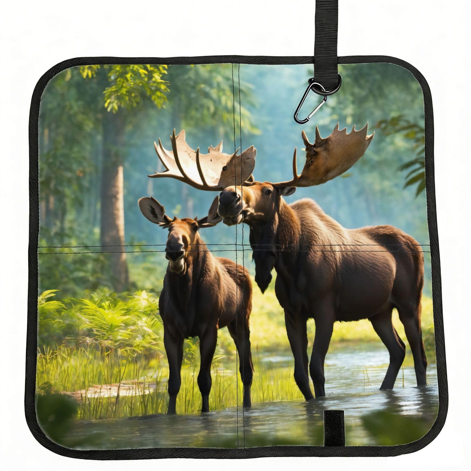 PPHGUT Deer Bear Moose Print Foldable Seat Cushion Waterproof Portable Chair Pad Travel Outdoor Picnic Camping