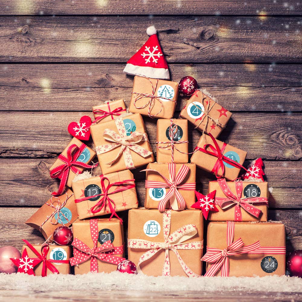 24 Weihnachts-Adventskalender Zahlen-Aufkleber 1–24 – Selbstklebend, 4,5 Cm Durchmesser – Für DIY & Deko