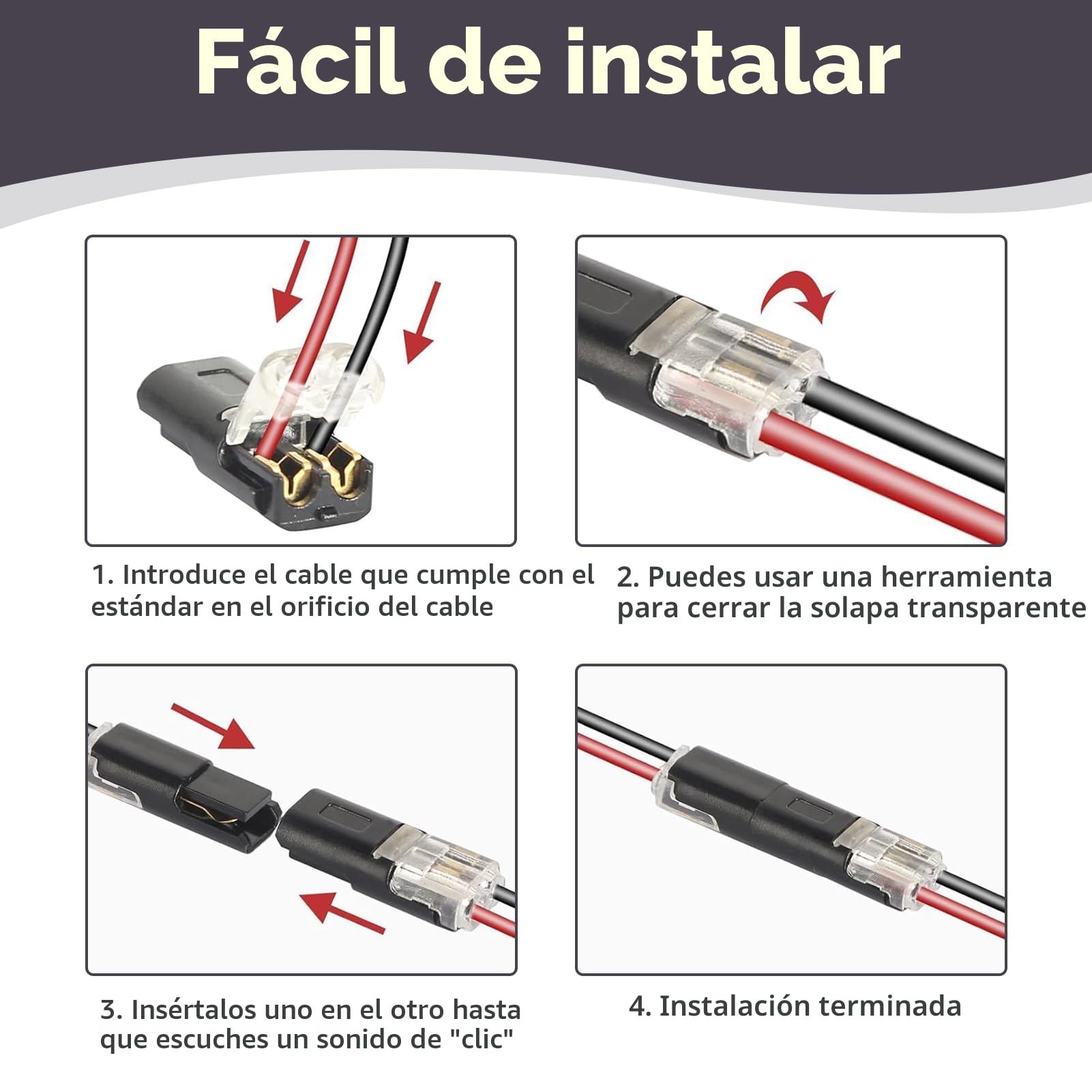 30 Piezas conectores electricos rapidos, conexion rapida electrica 18-22 AWG, conector electrico rapido para Automoción y Hogar, Terminal de Empalme Duradero y Reutilizable, Terminal en H