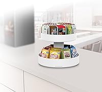 Vista 3 de Mind Reader Organizador y tabla giratoria de 2 niveles para barras de granola y bocadillos, para casa, oficina, sala de descanso, con 11