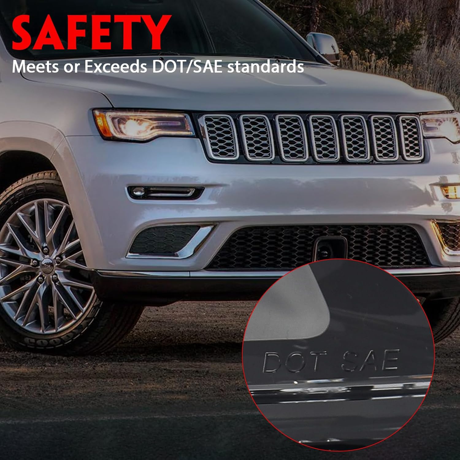 Huray Right Front Fog Light for Jeep Grand Cherokee 2017-2022 RH LED DRL Daytime Running Driving Lamps Bumper Fog Light Replacement for 68273052AC Passenger Side