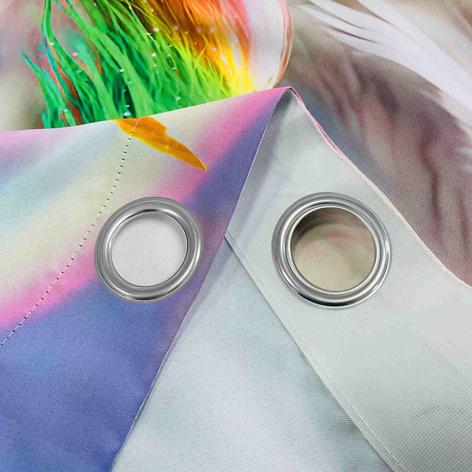 ANHOPE Rideau Occultant Rainbow Licorne Fleur Tenture Opaque à Oeillets Draperies Intérieurs Lot de 2 Rideau Thermique Isolant pour Maison Chambre Salon Fenetre L 140 x H 240 cm
