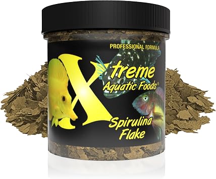 Xtreme Spirulina Flakes - Balanced Herbivorous Diet for Tropical and Marine Fish, Enhanced Health, Vibrant Colors - USA Farm Grown - Ideal for Cichlids, Barbs, Tetras and Guppies 2oz