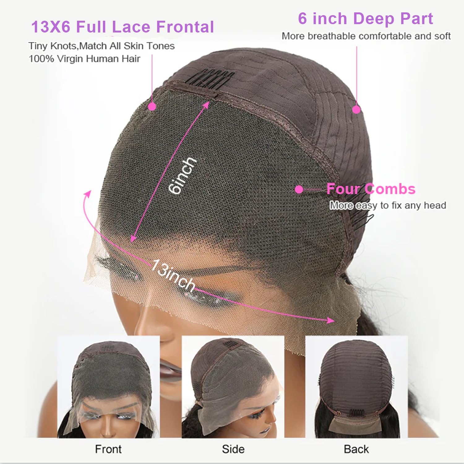 Perruque cheveux humain Body Wave 13X6 HD Lace Front Wigs 20 Pouces 200% Densité Glueless Wig Brun chocolat