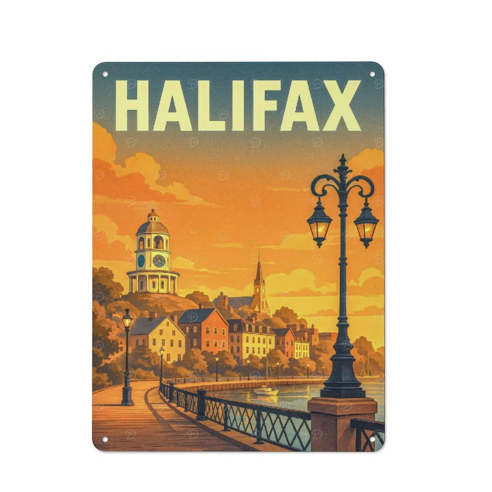 Junmoney Style-7 Vintage Metal Sign 40X30cm Featuring Halifax Travel For Pub Or Café, Wall Decor For People Reorganising Pub And Café