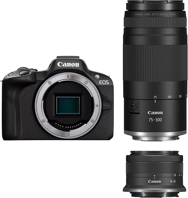 Canon EOS R50 Cuerpo + Objetivos RF-S 18-45mm y 75-300mm