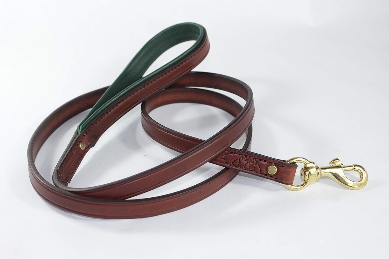 Leather Dog Leash with a Soft Padded Handle Med Brown/Hunter Green Genuine Leather Dog Leash (M/H) This 5-Foot Dog Leash for Small Dogs - Medium Dogs & Large Dogs is Durable/Sturdy 1 Size Fits All