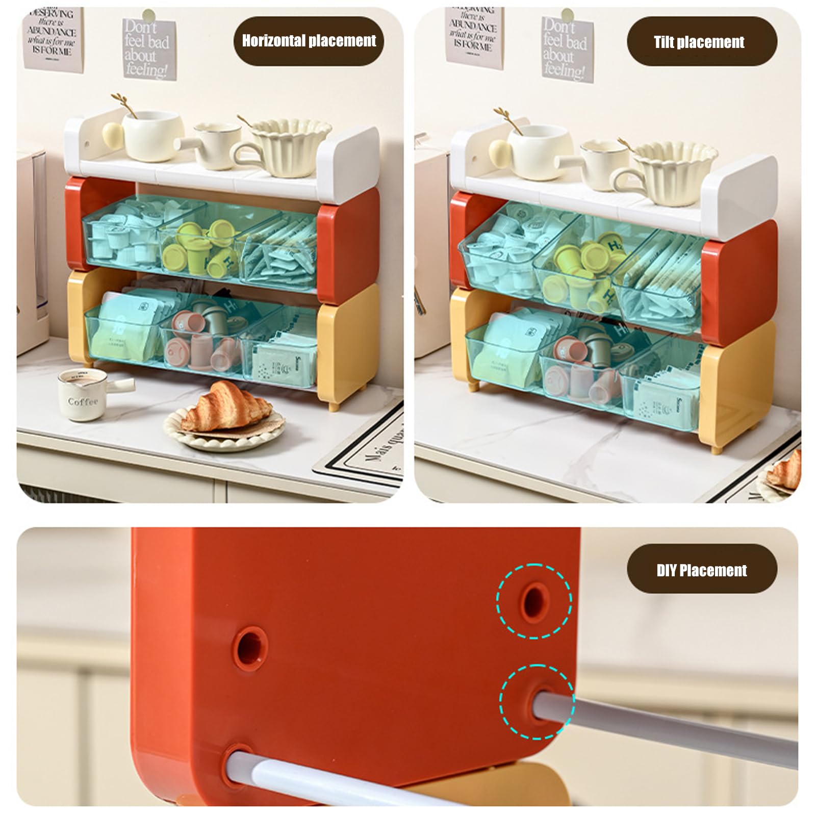Portaoggetti per bustine da tè con design multistrato Pratica unità di smistamento per bustine di tè, organizer unici per cucine domestiche, ufficio, caffetteria