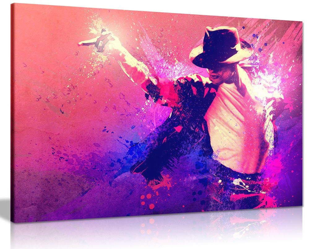 Panther Print Leinwandbild mit Michael Jackson-Motiv, Kunstdruck, tanzender Michael Jackson, farbig, A0 91x61cm (36x24in)