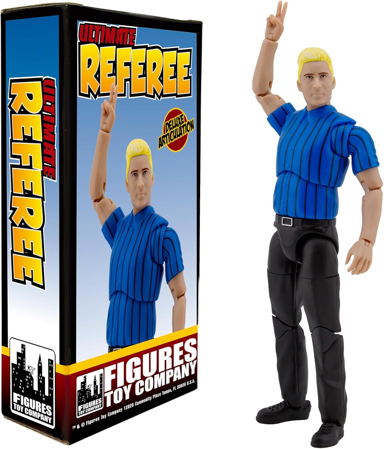 Ultimate Dark Blue Referee with Deluxe Articulation for Wrestling Figures