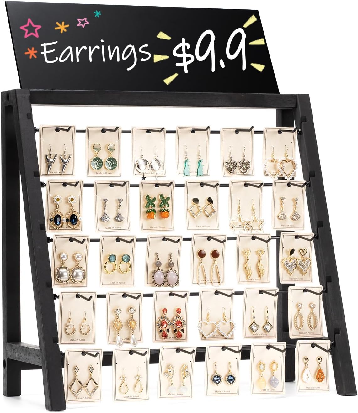 Poyilooo Jewelry Display for Vendors Selling, 30 Hooks Wood