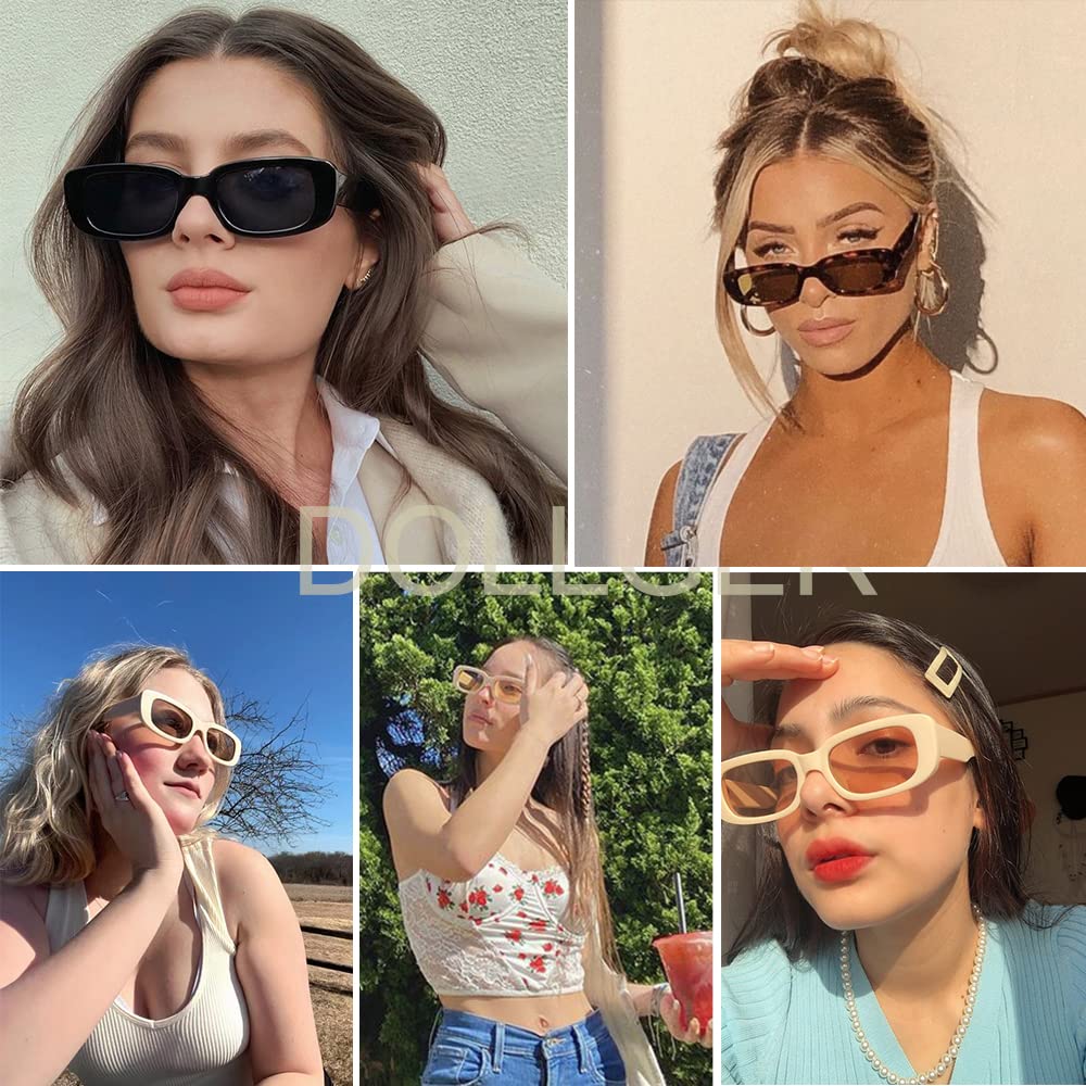 BOJOD Rectangle Sunglasses for Women Retro Fashion Sunglasses UV 400 Protection Square Frame Eyewear