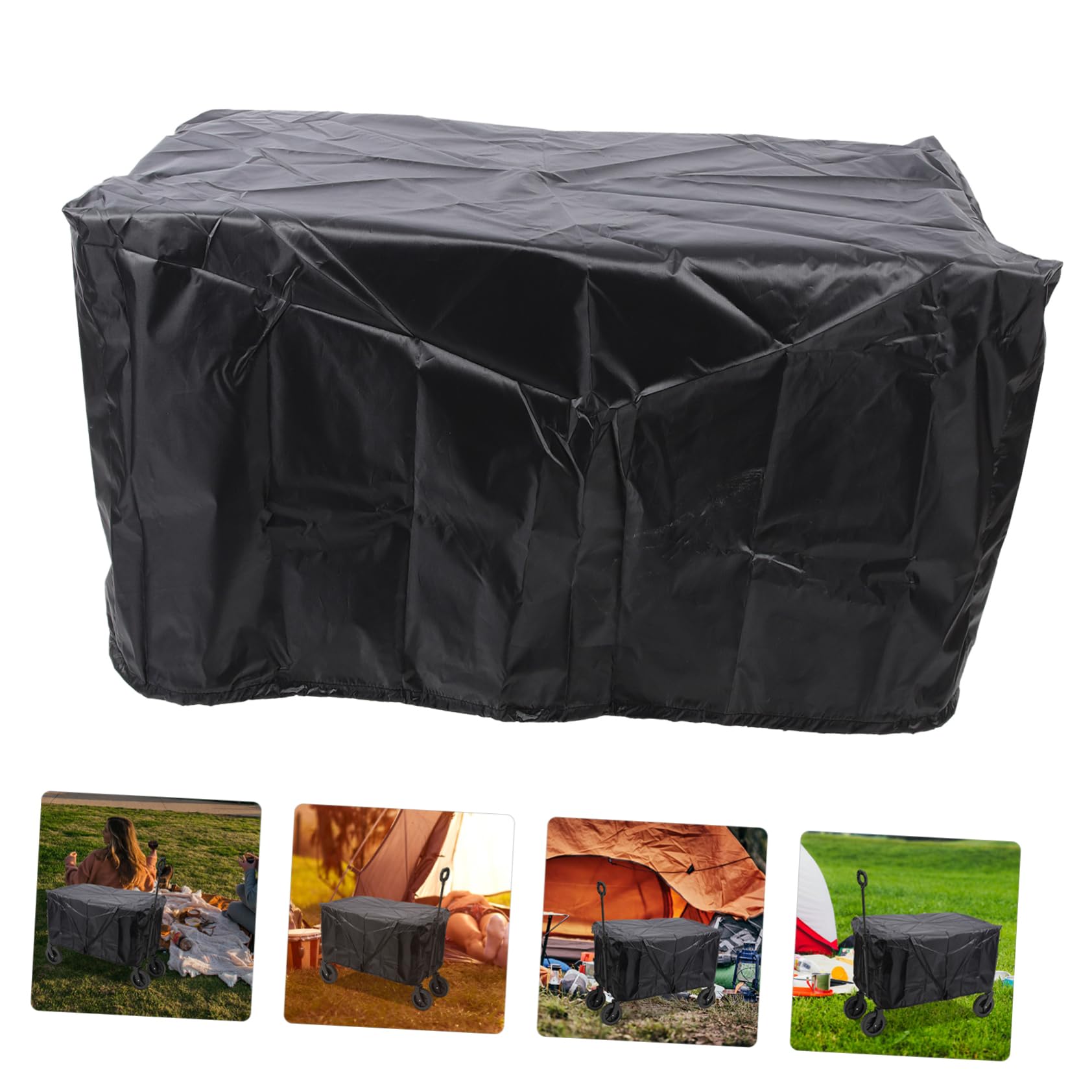 Toddmomy Housse de Chariot de Camping Bâche Anti-Pluie Noir en Tissu Oxford et Protection Solaire, Adaptée pour Chariot Pliant Extérieur Lors de Pique-niques et Camping