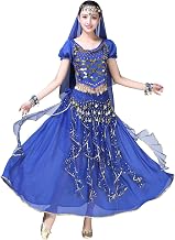 ORIDOOR Women Belly Dance Dress Indian Bollywood Halloween Costume Chiffon Skirts Shiny Belly Dance Suits 5-Piece Outfit