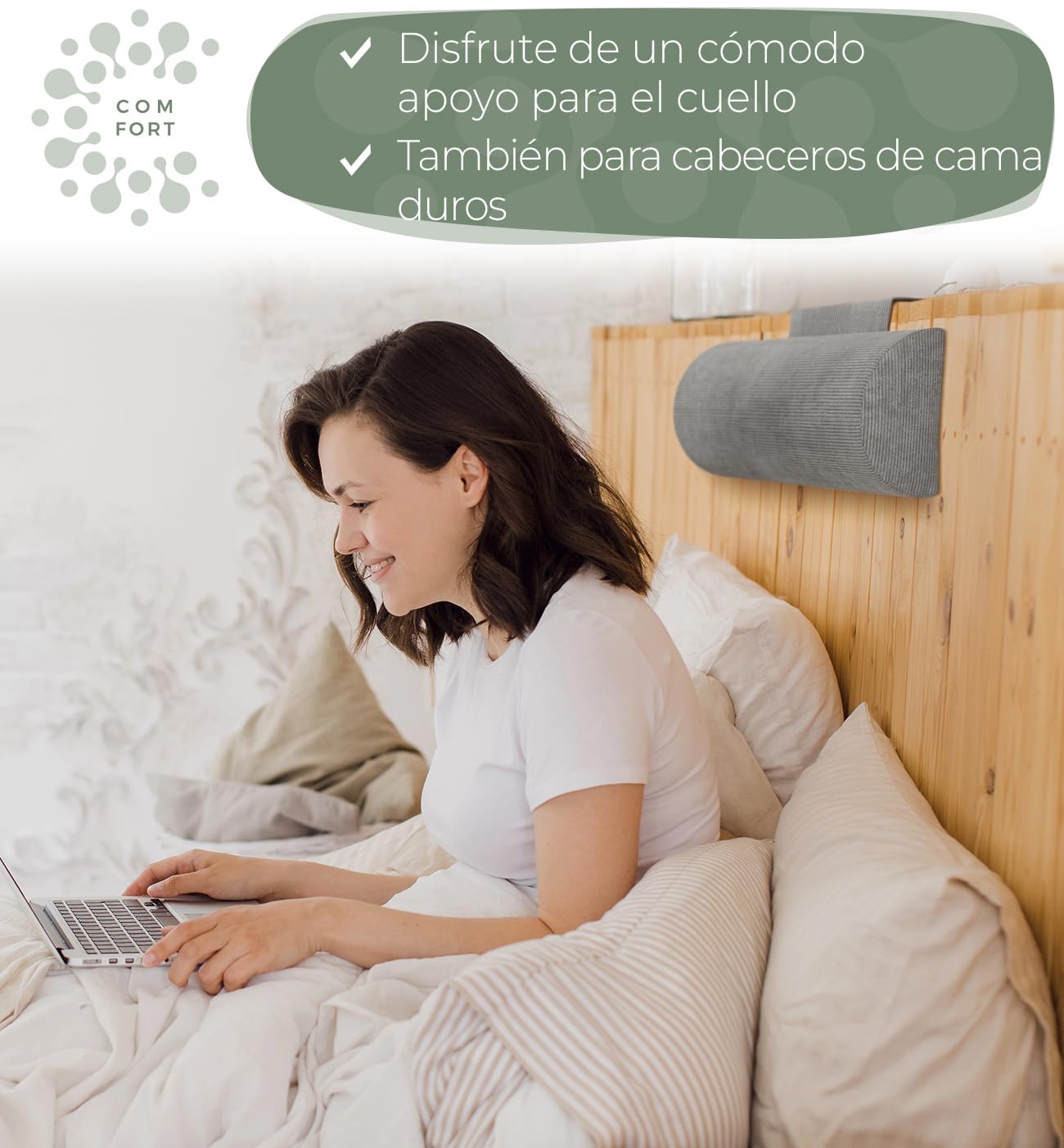 Reposacabezas cojin con contrapeso (100% Espuma viscoelástica) - Almohada Cervical, Cojines para sillas, Sofa, Lectura, Neck Pillow, Cuello, reposacabezas Coche