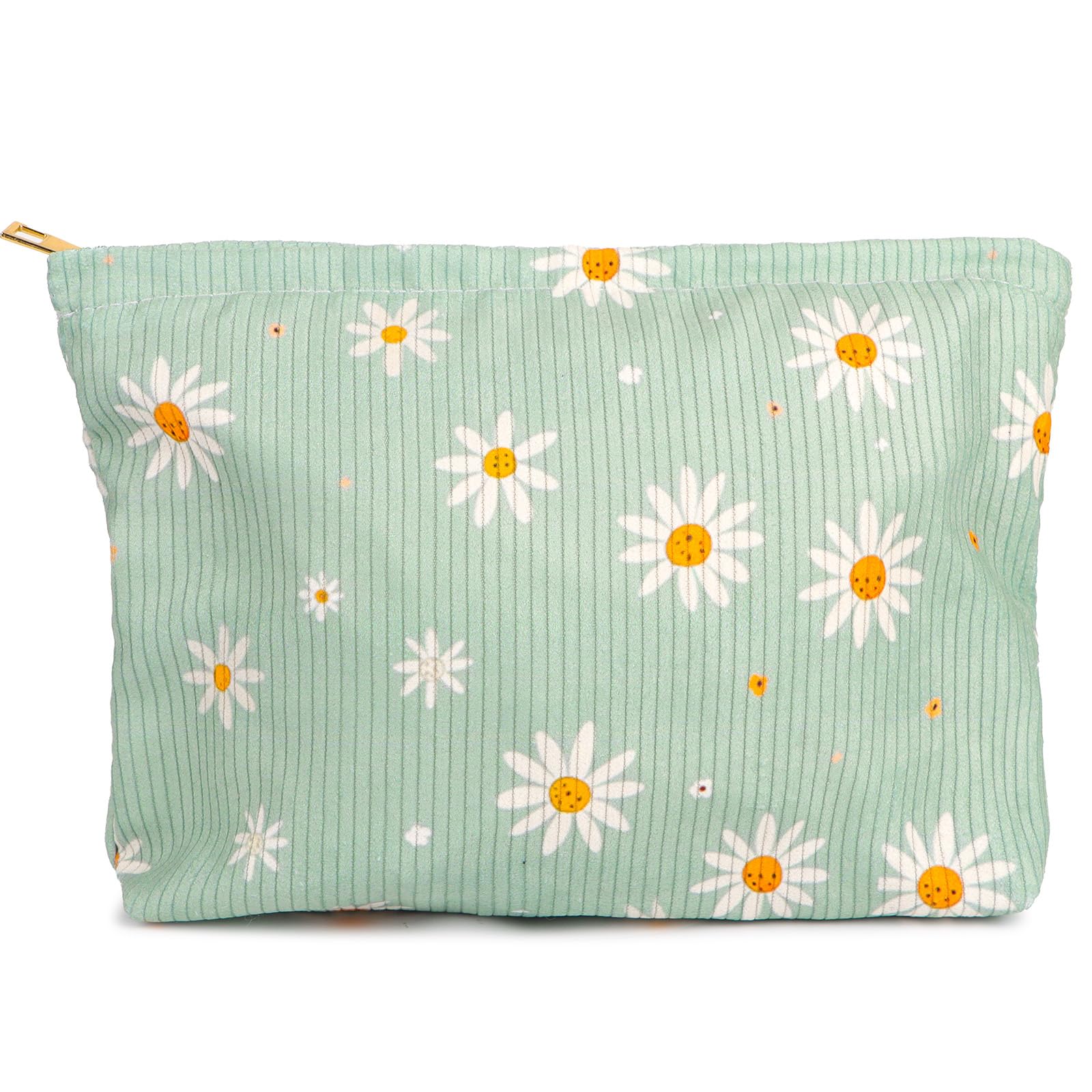 Trousse De Toilette Voyage En Velours Côtelé - Dimensions 26x18x5 Cm - Noir Avec Motifs Fleurs - Pour Maquillage, Cosmétiques