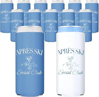 Acellegic 12 Pcs Après Ski Can Cooler Winter Bachelorette Party Favors Ski Wedding Gift Personalized Drink Holders for Bachelorette Party Favors Mountain Bridal Shower Gifts