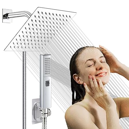 High Pressure Square Rain Shower Head and 2-in-1 Hand Shower.Equipped with 78