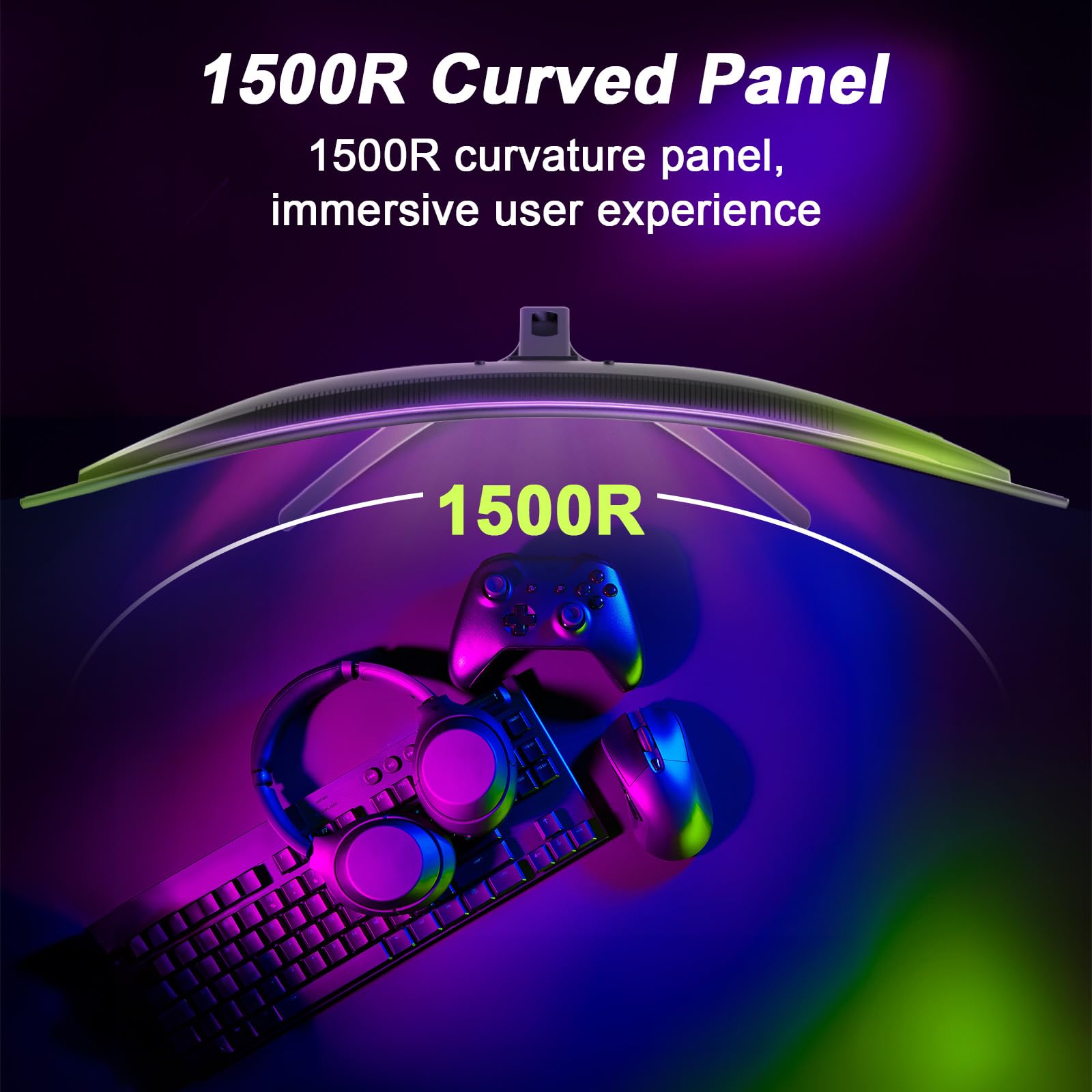 Amzfast 32 Inch Curved Gaming Monitor - 240Hz, Full HD 1920x1080P, 1ms MPRT, Adaptive-Sync, 3500:1 Contrast, DCI-P3 90%, sRGB 125%, HDR, VA 1500R, VESA 100x100MM, HDMI2.0&DP1.4 - AMZG32C1F — view 8
