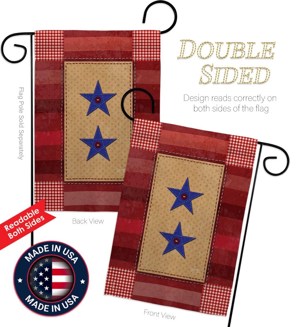 Breeze Decor G158069 Two Star Service Americana Military Impressions Decorative Vertical Garden Flag 13" x 18.5" Printed in USA Multi-Color