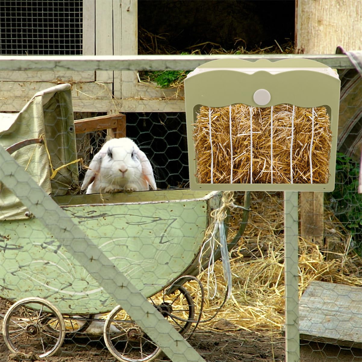 ibasenice Lot de 2 Mangeoires à Foin en Plastique Vert pour Hamster et Cochon D’Inde, Garde la Nourriture Propre et Bien Organisée Cage