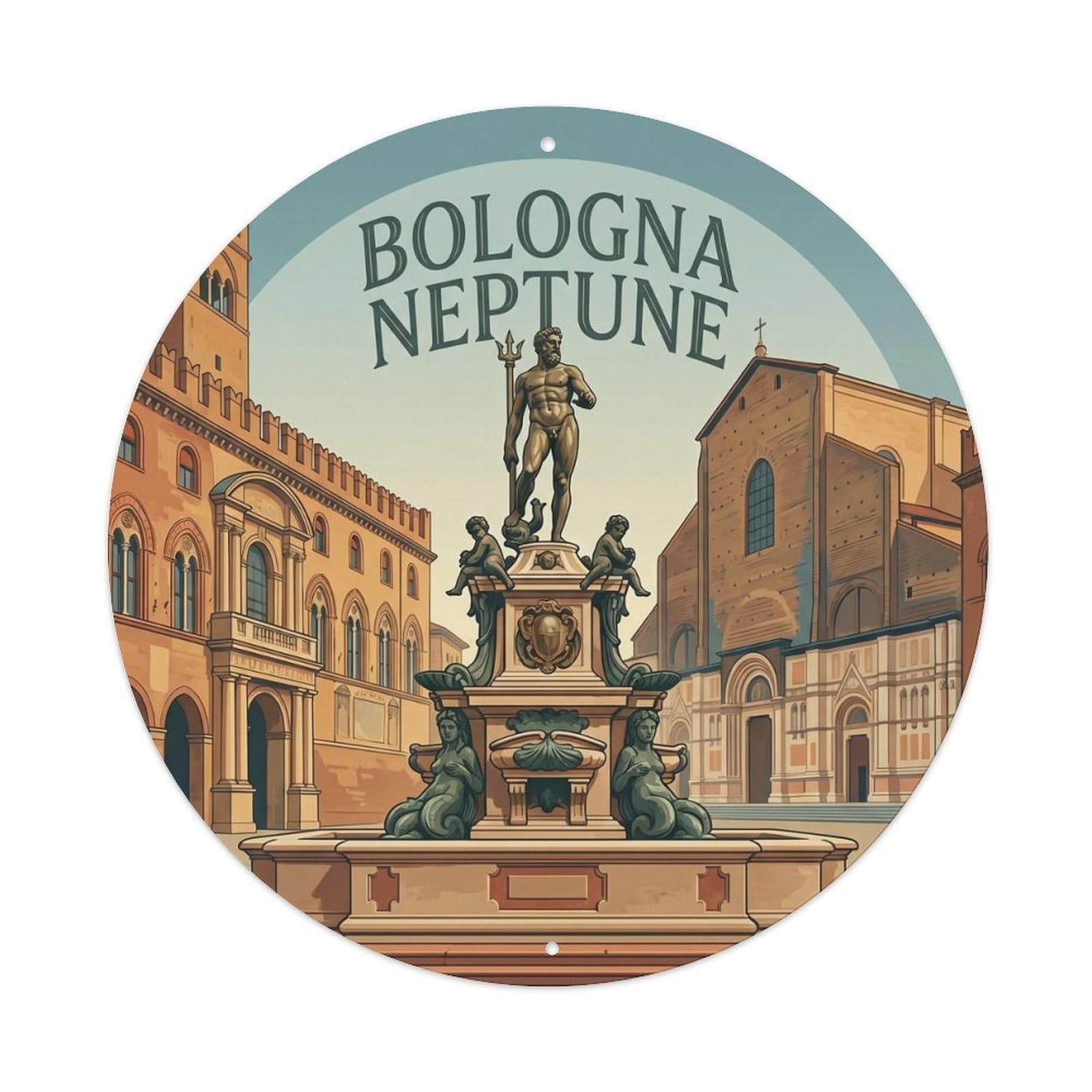 Olhnbad Style Bologna Neptune Travel Culture Retro City Metal Tin Sign