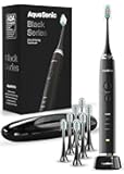 Aquasonic Black Series Ultra Whitening Toothbrush – ADA Accepted Electric Toothbrush- 8 Brush Heads & Travel Case – 40,000 VPM Electric Motor & Wireless Charging - 4 Modes w Smart Timer