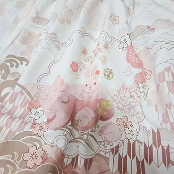 G125 和ロリ うさぎ柄　着物 ゴスロリワンピース L ピンク白 フリル G125 和ロリ うさぎ柄着物 ゴスロリワンピース L ピンク白 フリル