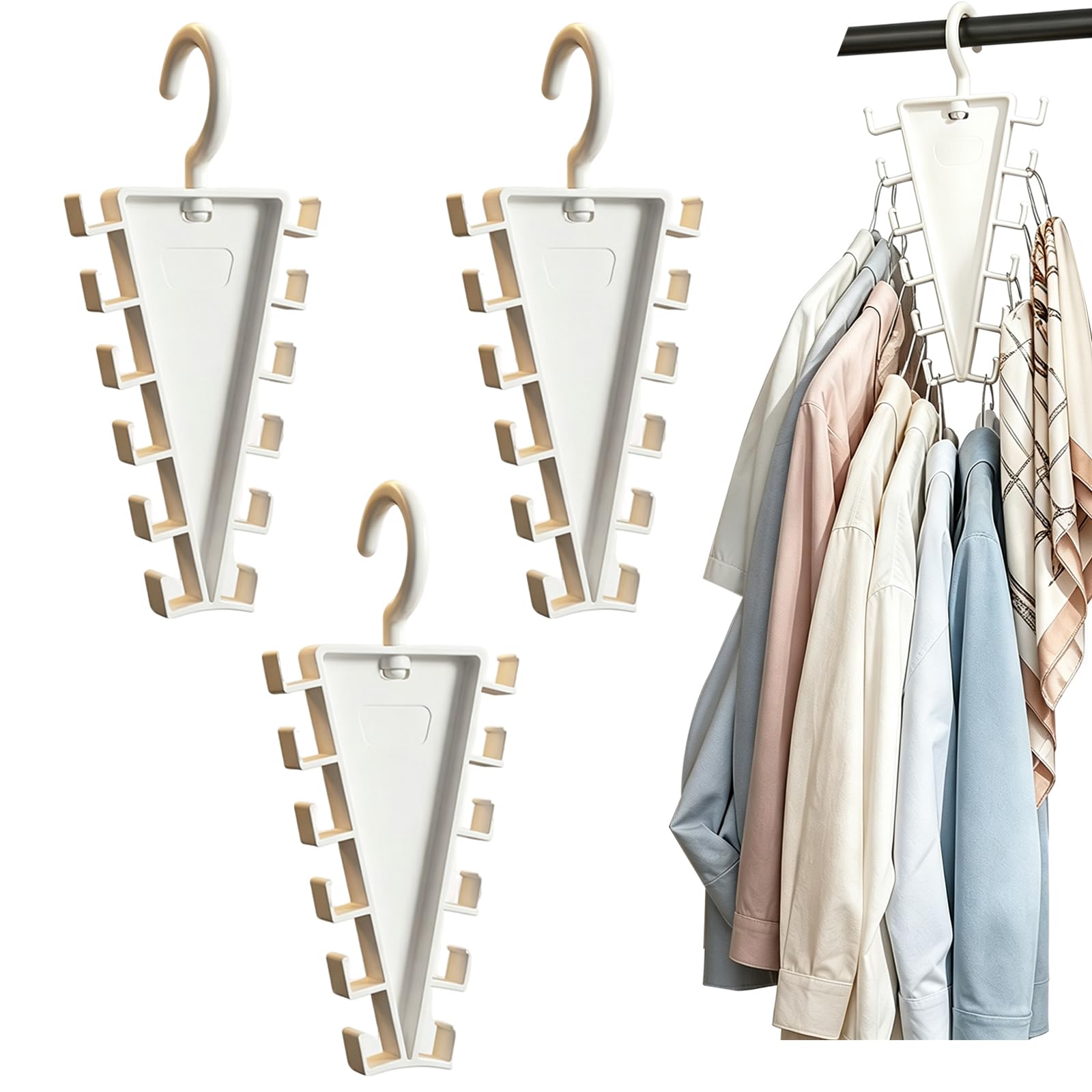 12-Hook V Shaped Double Sided Hanger Storage Rack Closet Organizer (3 Pcs)