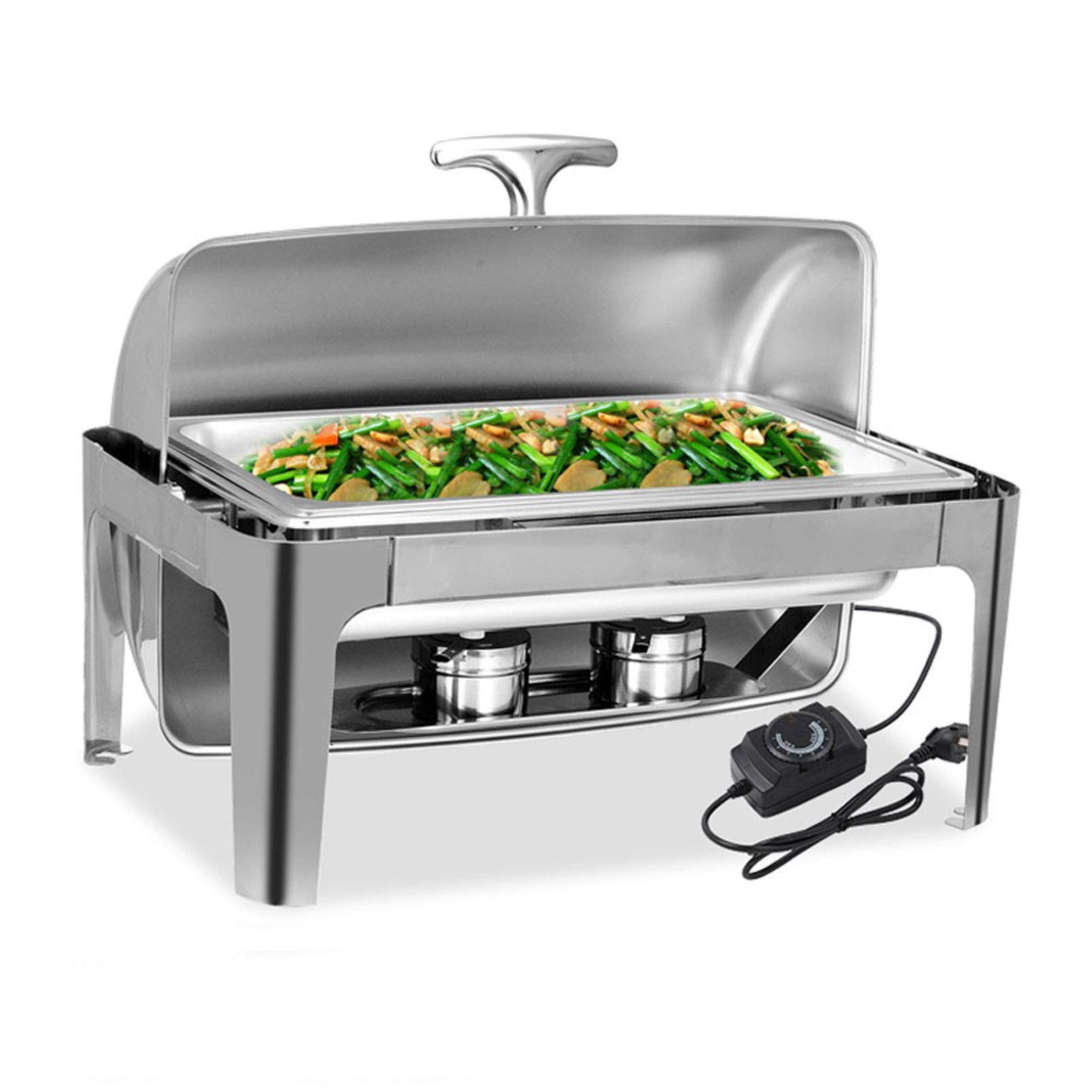 Chafing Dish, Calienta Platos Electrico Calentador Buffet, Acero Inoxidable, Ideale per Buffet, Catering e Fiesta, Mantener la Temperatura de los Alimentos, 9LSingle Grid