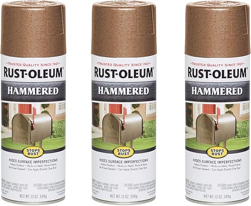 Miniatura 3 de Rust-Oleum 7215830A3 7215830  Paquete de 3 pinturas en aerosol con efecto martillado para prevención del óxido, 12 oz (340 g), color negro, paquete