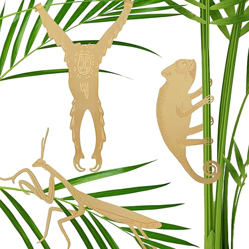 Rainteam Decoraciones de plantas de latón, colgador de plantas de latón, adornos para amantes de las plantas, jardineros, accesorios de plantas,