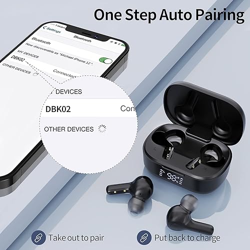 Miniatura 4 de MOZOTER Auriculares inalámbricos Bluetooth 5.3, sonido profundo y graves potentes, llamada clara, cancelación de ruido con 4 micrófonos, auriculares