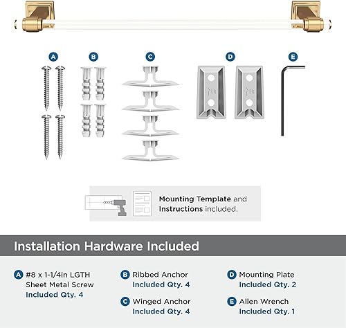 Vista 258 de Amerock BH36062CG10 - Toallero de mano Glacio de 5-7/16 pulgadas de longitud para pared de baño y cocina pequeña, accesorios de baño Transparente