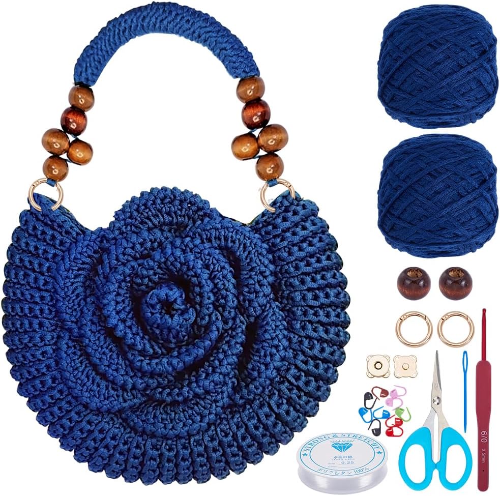 ACRNIGHEET Crochet Kit for Advanced or Experienced Beginners Adults Crochet Purse Bag for Women DIY Bag Making Kit with Step-by-Step Tutorials Boho Style Gift for Friends (Pearl White)