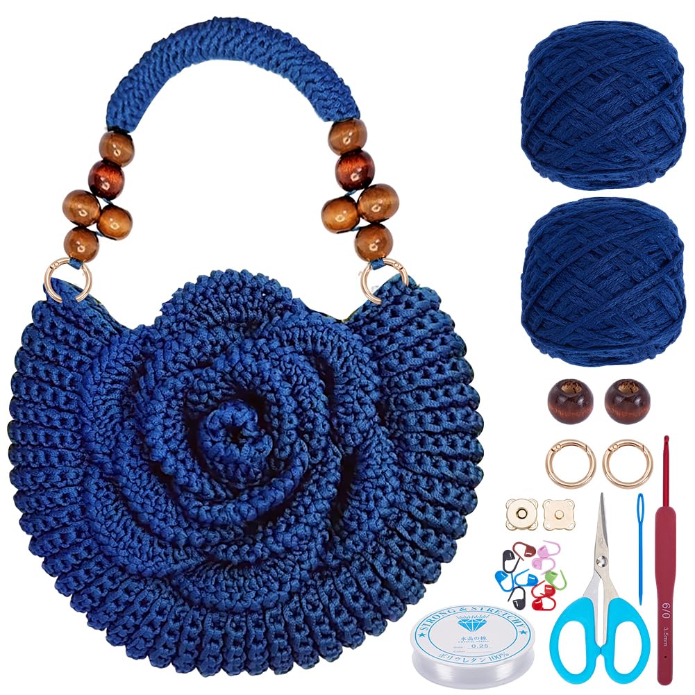 ACRNIGHEET Häkelset für Anfänger, Häkel-Startertasche, Häkeltaschen für Frauen, DIY Häkeltasche, Bastelset mit Schritt-für-Schritt-Anleitungen, Hobby-Projekt für Anfänger, Boho-Stil, Geschenk für