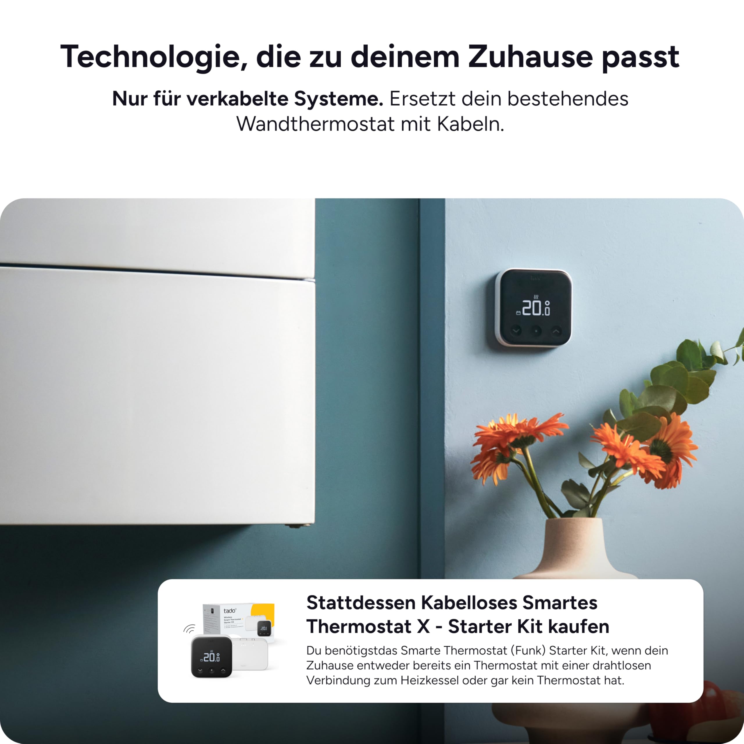 tado° Smartes Thermostat X – Starter Kit für Fußbodenheizung und Boiler, Steuerung per App und Smart Speaker (Alexa, Siri, Google Assistant), DIY Installation