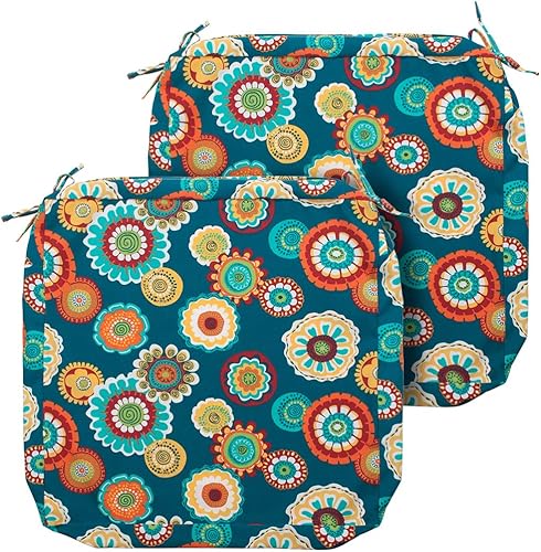 Miniatura 1 de Magpie Fabrics Funda de cojín de repuesto para interiores y exteriores, paquete de 2 unidades, sin relleno. Funda repelente al agua con lazos,