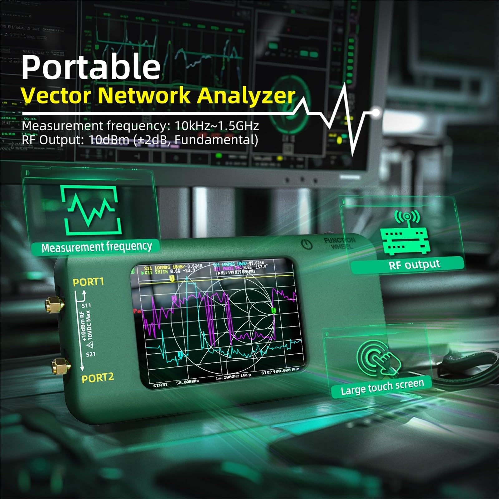 Analizador de red, Analizador De Red Vectorial VNA Digital Portátil 10K-1,5GHz
