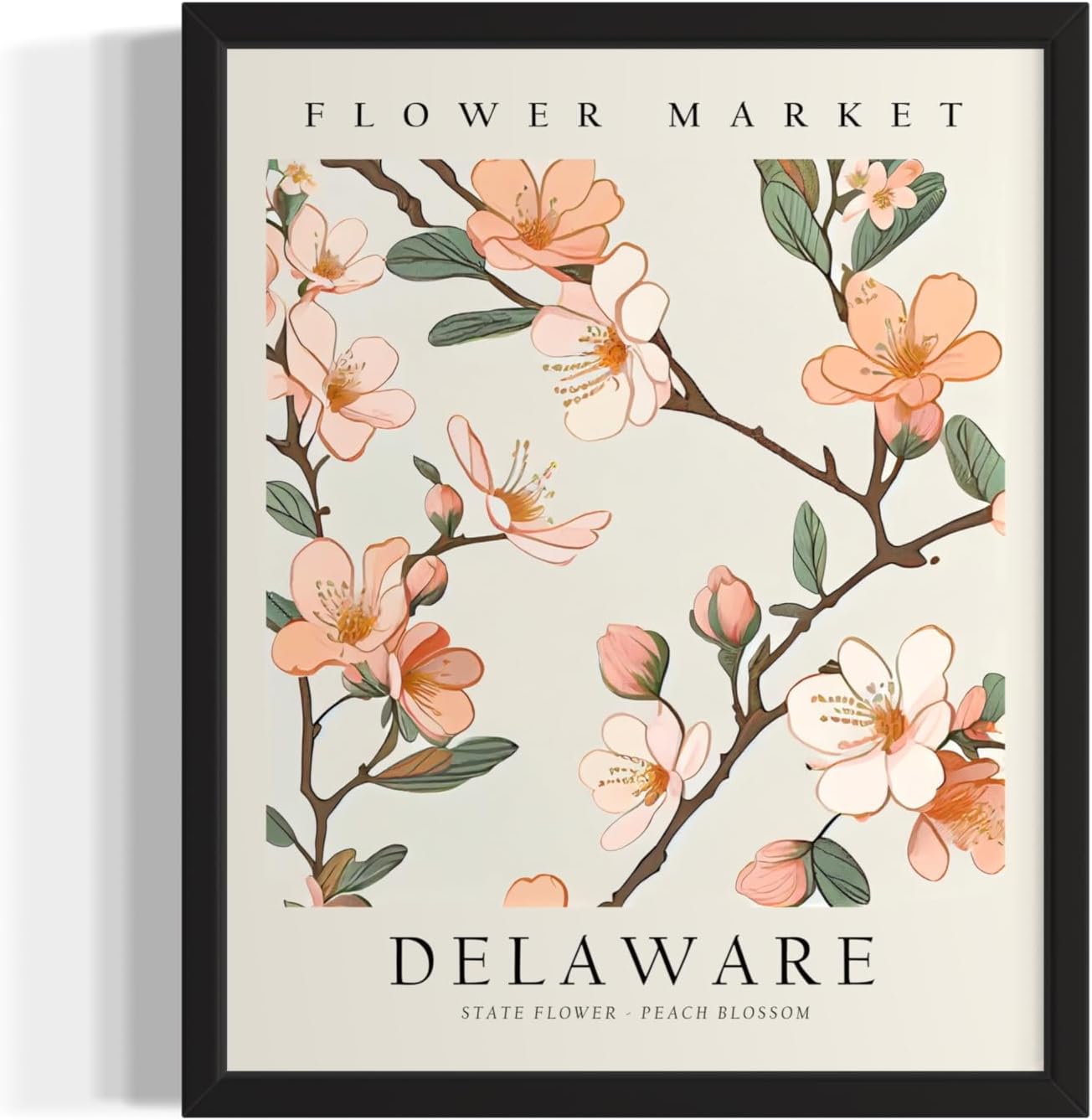 Delaware Flower Market Wall Art Print Poster, State Painting Photo Artwork Wall Decor Nature Landscape Bedroom Bathroom Living Room 162A (Delaware Flower Market, 16 x 20 inches, Unframed)