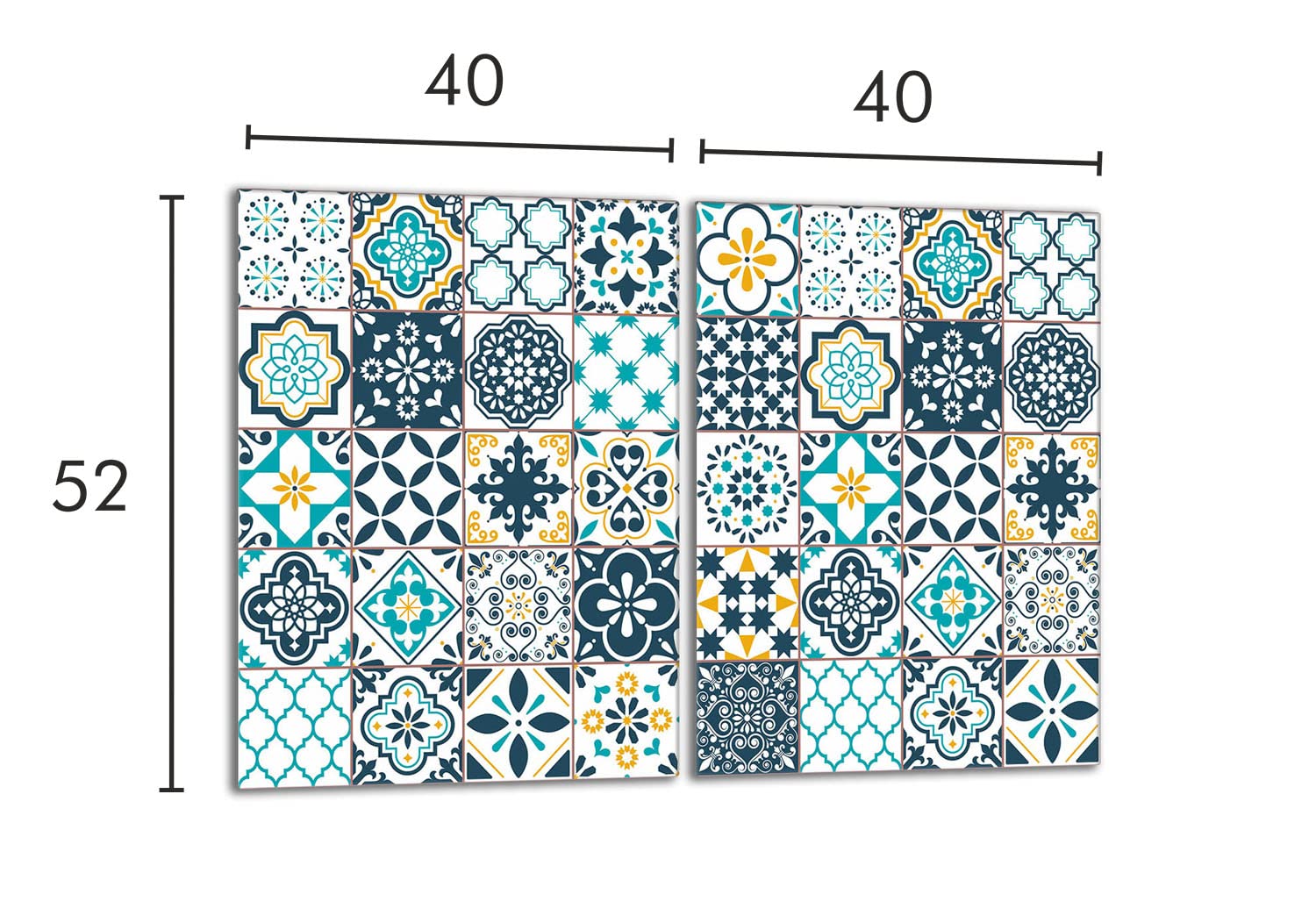 Tabla de cortar decorativa de cristal templado y cubre vitro, Placa protectora de vitrocerámica 40 x 52 cm 2 piezas, para inducción, protección contra salpicaduras, decoración, MOSAICO