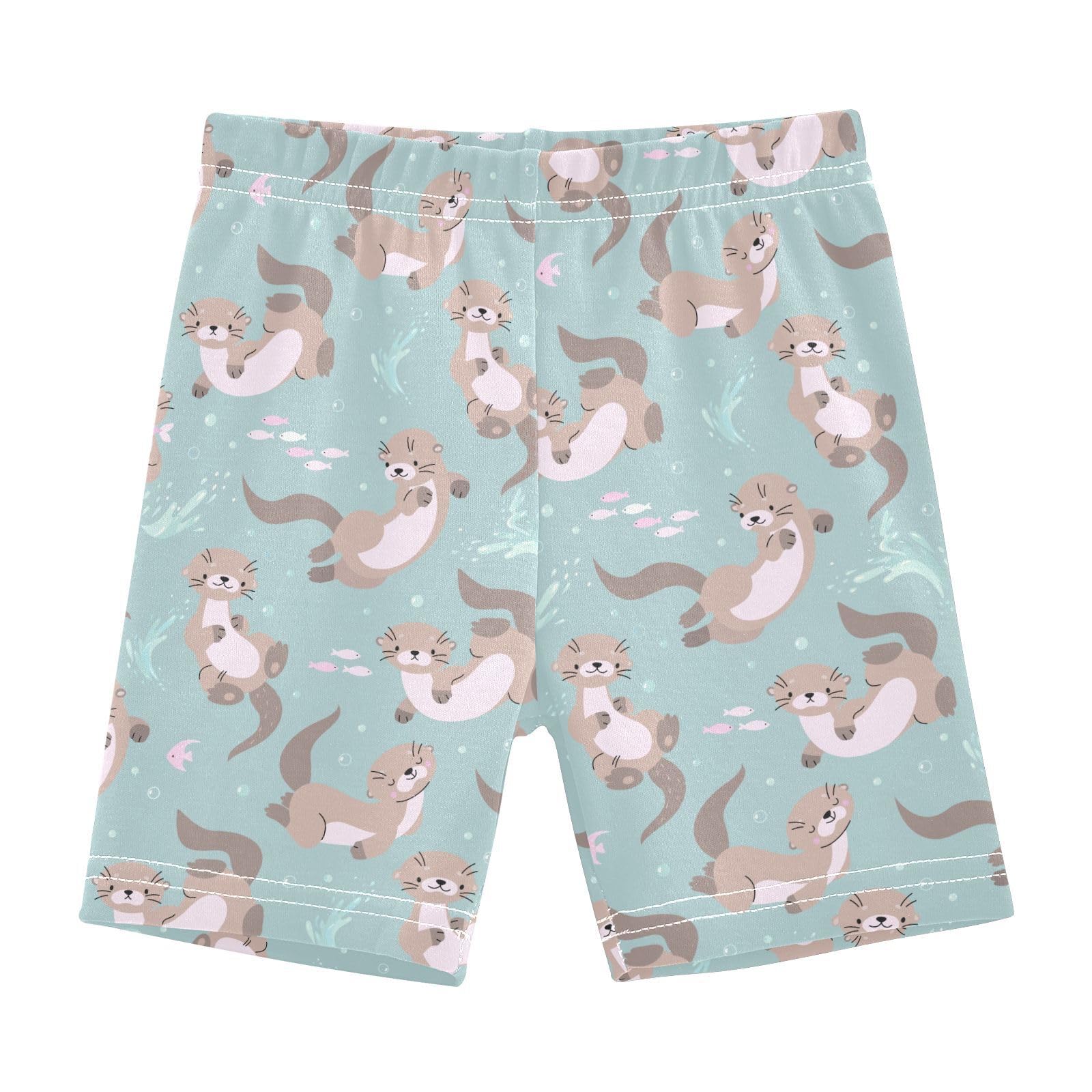 JHKKU Girls Cute Otters Shorts Cotton Cartwheel Bike Kids Biker Under Dress Dance Short Girl Clothes 10Y