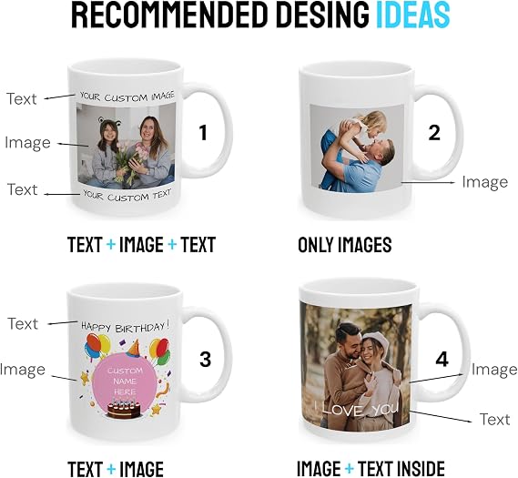 Personalized Coffee Mug - Custom Photo Mug with Picture or Text | Ceramic Customizable Cup, Christmas Birthday Mothers Day Gift | Taza Personalizada for Men Women Mom Dad - White | 11 oz