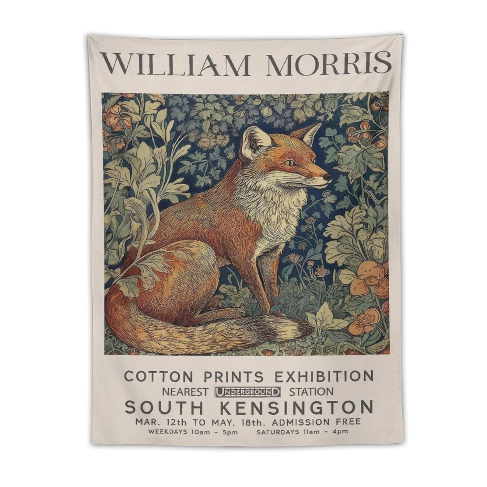 William Morris Vintage Fox Flower Posters & Prints Cool Tapestry Art Prints Wall Painting Artworks Tapestries Hanging Picture Gift Bedroom Home Decor 30"x40"