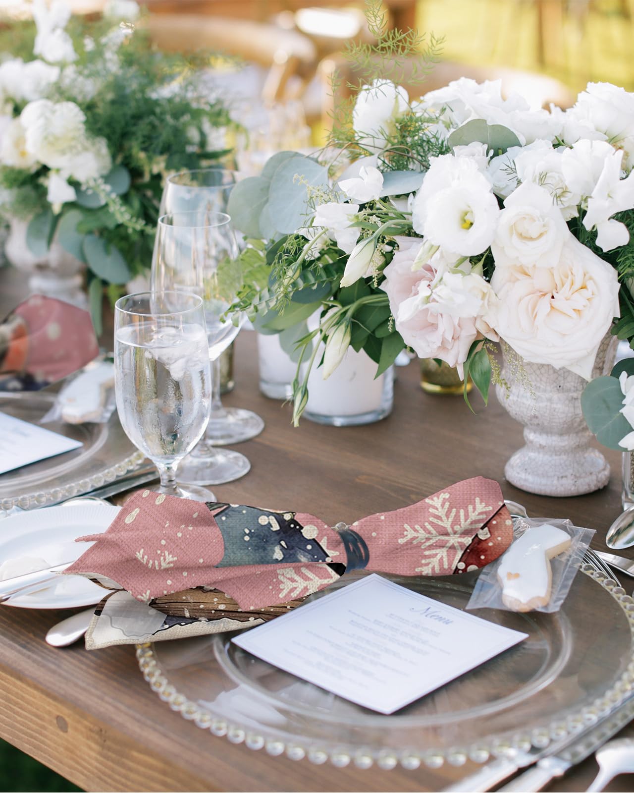 Kewadony Thanksgiving Cloth Napkins Set of 6, Fall Green Pumpkins Gnomes Cocktail Cloth Napkins 20 x 20 Inch, Maple Tree Leaves Orange Washable Reusable Dinner Table Napkins for Wedding Holiday Party