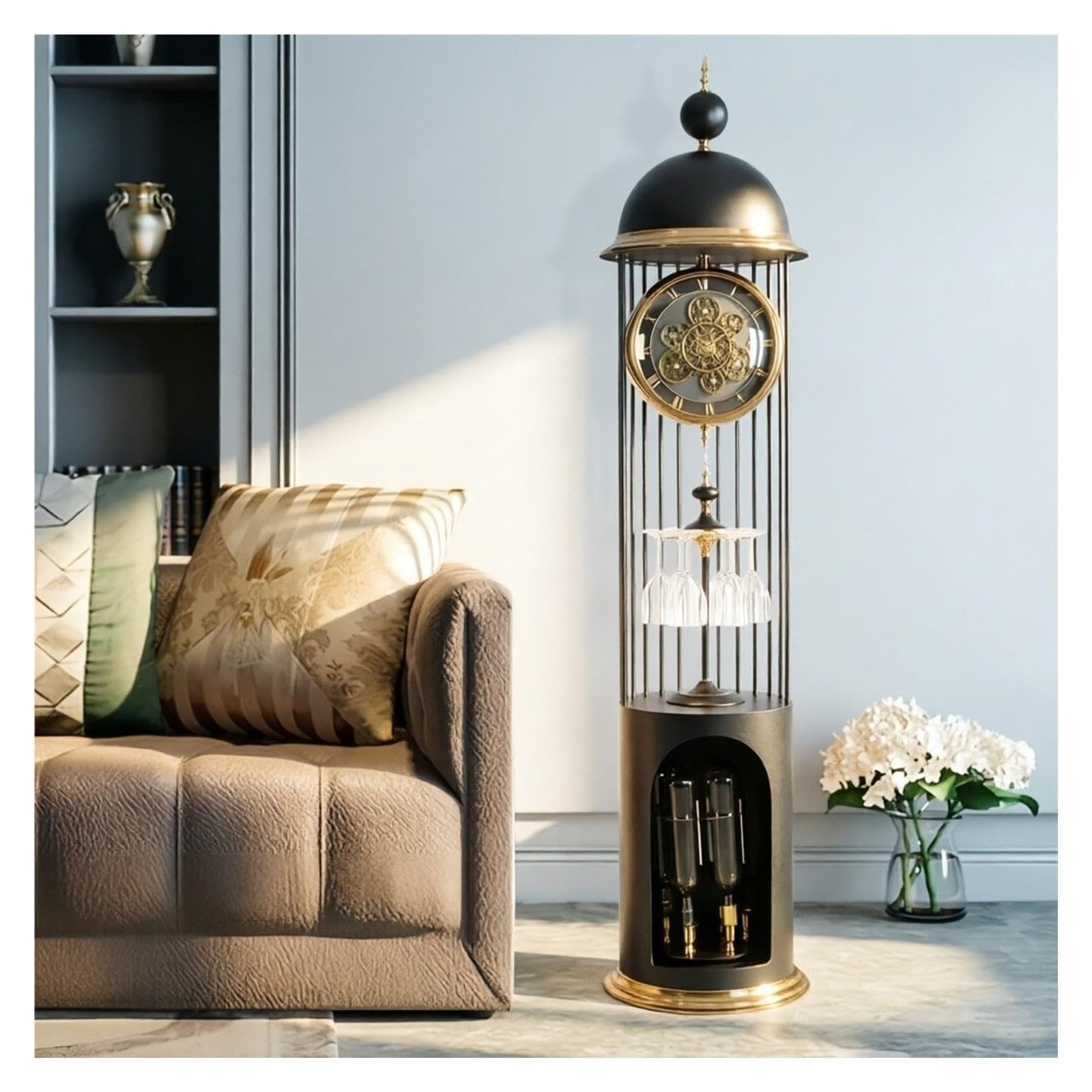 Reloj de abuelo Reloj De Pie De Metal Péndulo Silencioso Europeo