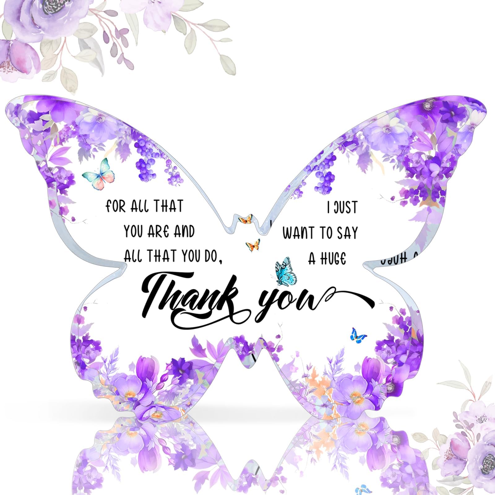 TAGDANK Thank You Gifts, Thank You Plaque, Graduation Thank You Gifts, Purple Butterfly Office Desk Decoration Accessories, Appreciation Gifts for Teacher, Gift for Women, Mom, Friends, Coworker