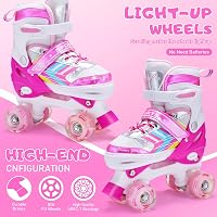 Ylaide Gyerek Görkorcsolya Állítható Méret LED Kerekek Lányoknak Fiúknak - M (EU32-36), Colour Rose 3